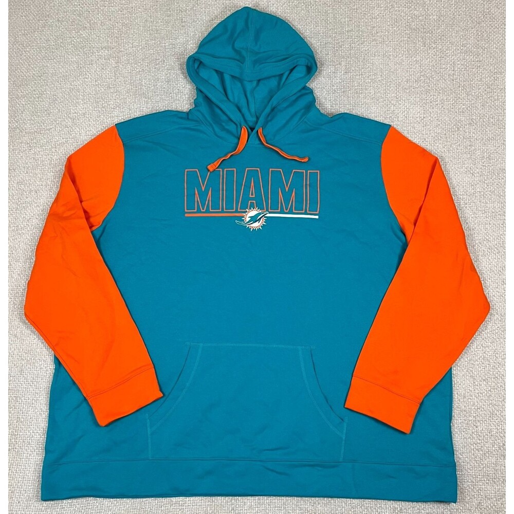 Miami Dolphins Hoodie Men's 5XL Pullover Blue Orange NFL Football Logo Athletic